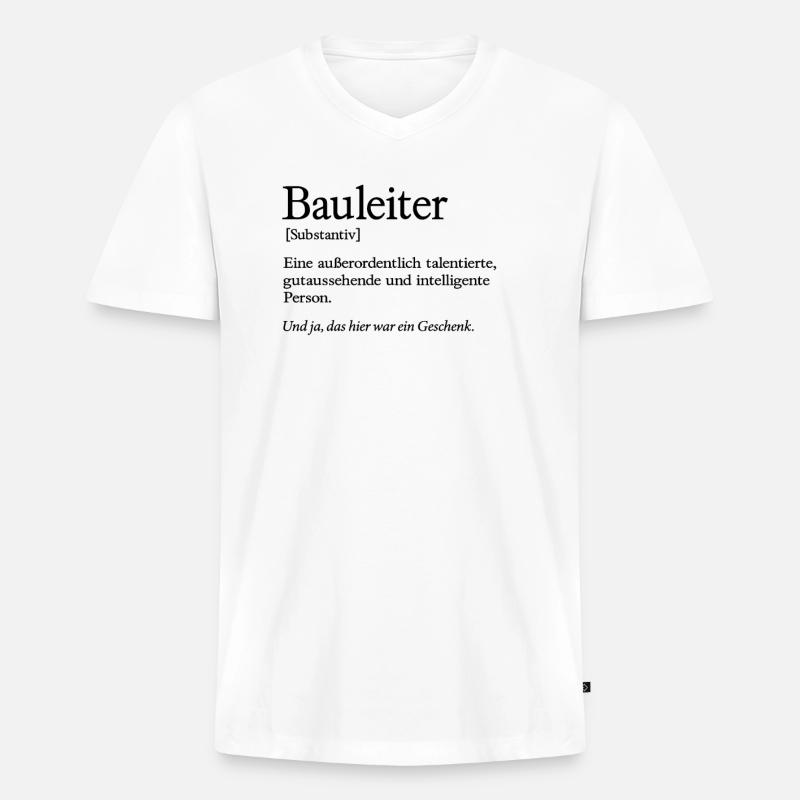 Bauleiter Baustelle Handwerker Bauleitung - Männer Premium Bio T-Shirt mit V-Ausschnitt - Weiß