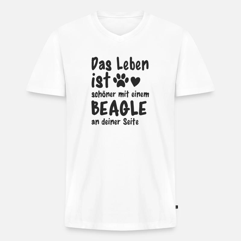 Beagle machen das Leben schöner - Männer Premium Bio T-Shirt mit V-Ausschnitt - Weiß