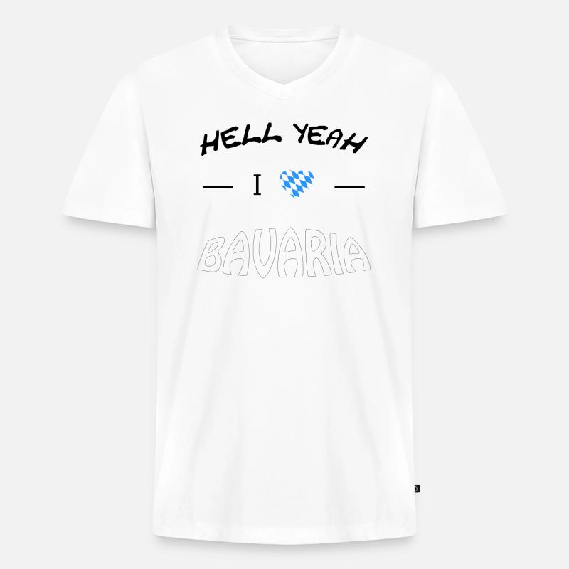 Hell Yeah i love Bavaria - Männer Premium Bio T-Shirt mit V-Ausschnitt - Weiß