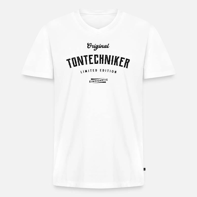 Tontechniker Limited Edition - Männer Premium Bio T-Shirt mit V-Ausschnitt - Weiß