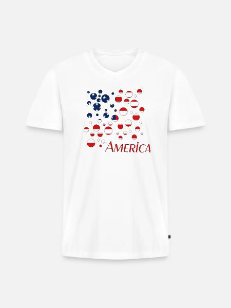America - Männer Premium Bio T-Shirt mit V-Ausschnitt - Weiß
