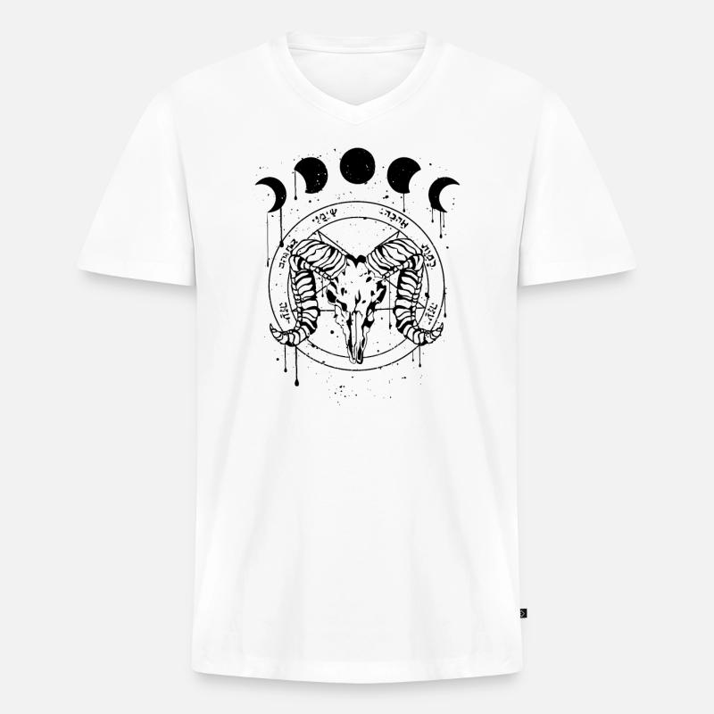 Occult Devil Grunge Gothic Aesthetic - Männer Premium Bio T-Shirt mit V-Ausschnitt - Weiß