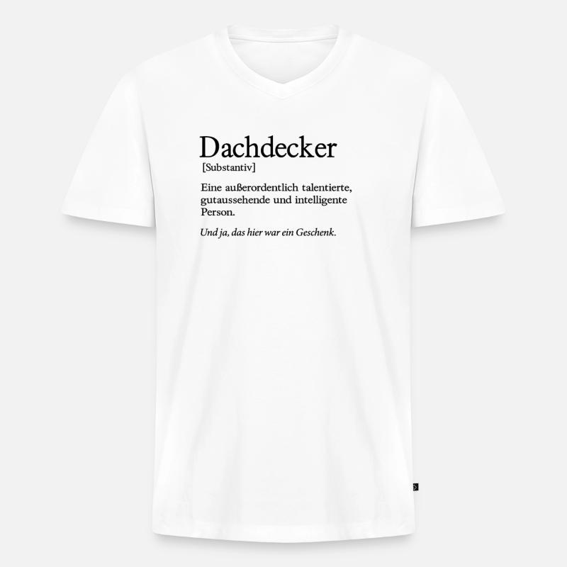 Dachdecker Talent Handwerker Dachdecken - Männer Premium Bio T-Shirt mit V-Ausschnitt - Weiß