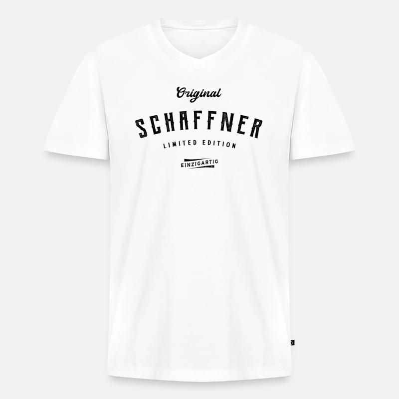 Schaffner Limited Edition Bahnführer - Männer Premium Bio T-Shirt mit V-Ausschnitt - Weiß