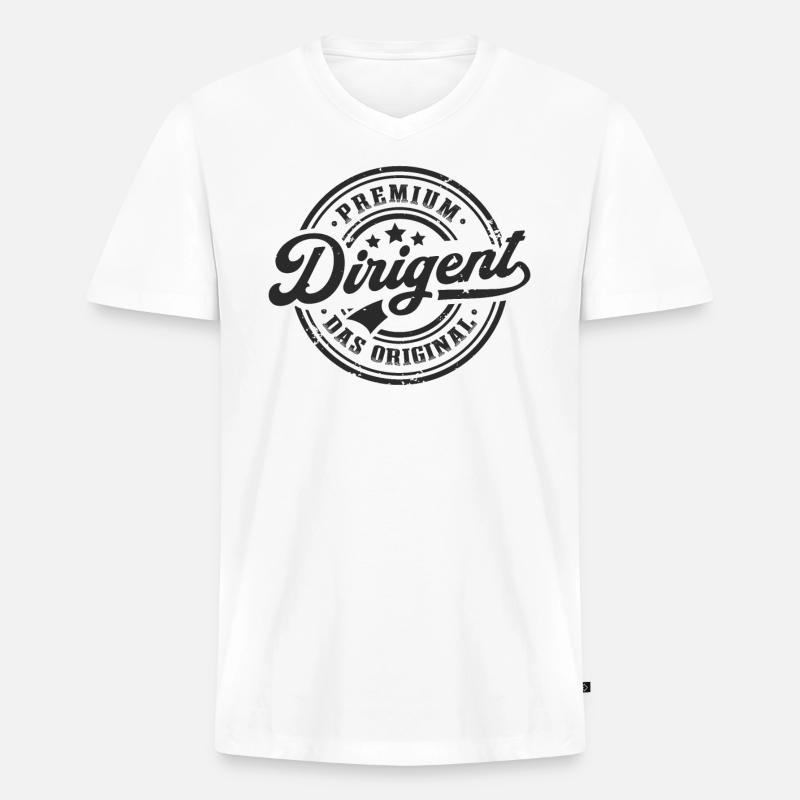 Dirigent Original Lustiges Dirigenten - Männer Premium Bio T-Shirt mit V-Ausschnitt - Weiß