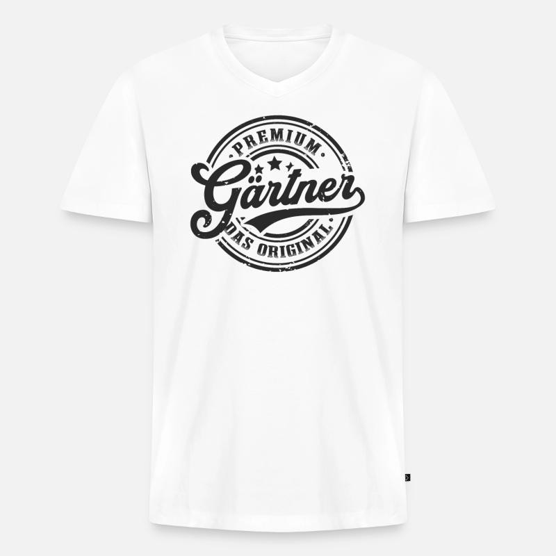 Gärtner Original Garten Gärtnerin - Männer Premium Bio T-Shirt mit V-Ausschnitt - Weiß