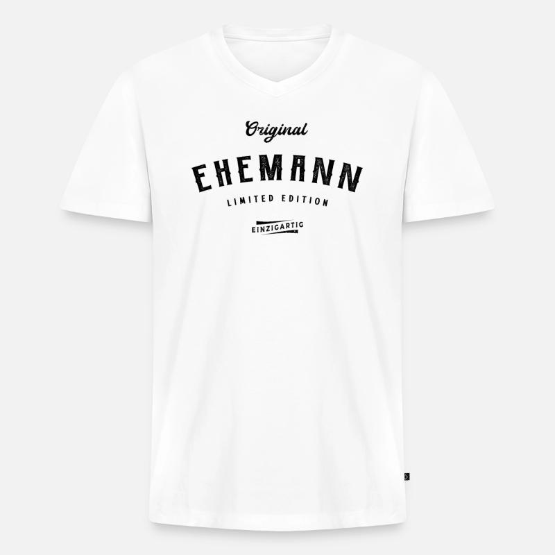 Ehemann Limited Edition - Männer Premium Bio T-Shirt mit V-Ausschnitt - Weiß