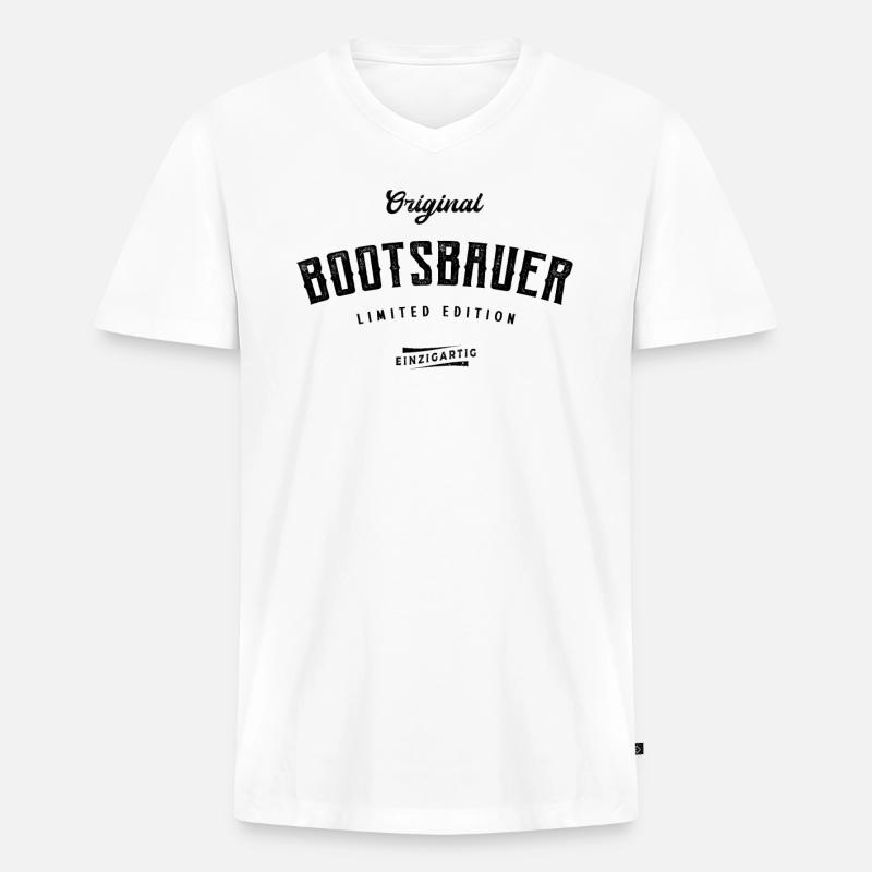 Bootsbauer Limited Edition - Männer Premium Bio T-Shirt mit V-Ausschnitt - Weiß