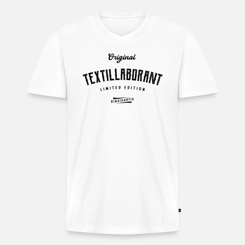 Textillaborant Limited Edition - Männer Premium Bio T-Shirt mit V-Ausschnitt - Weiß