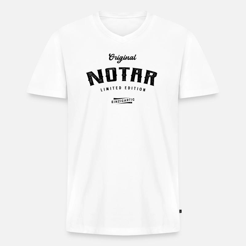 Notar Limited Edition - Männer Premium Bio T-Shirt mit V-Ausschnitt - Weiß