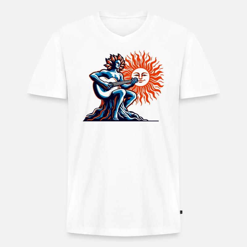 Sonnen-Gitarre - Männer Premium Bio T-Shirt mit V-Ausschnitt - Weiß