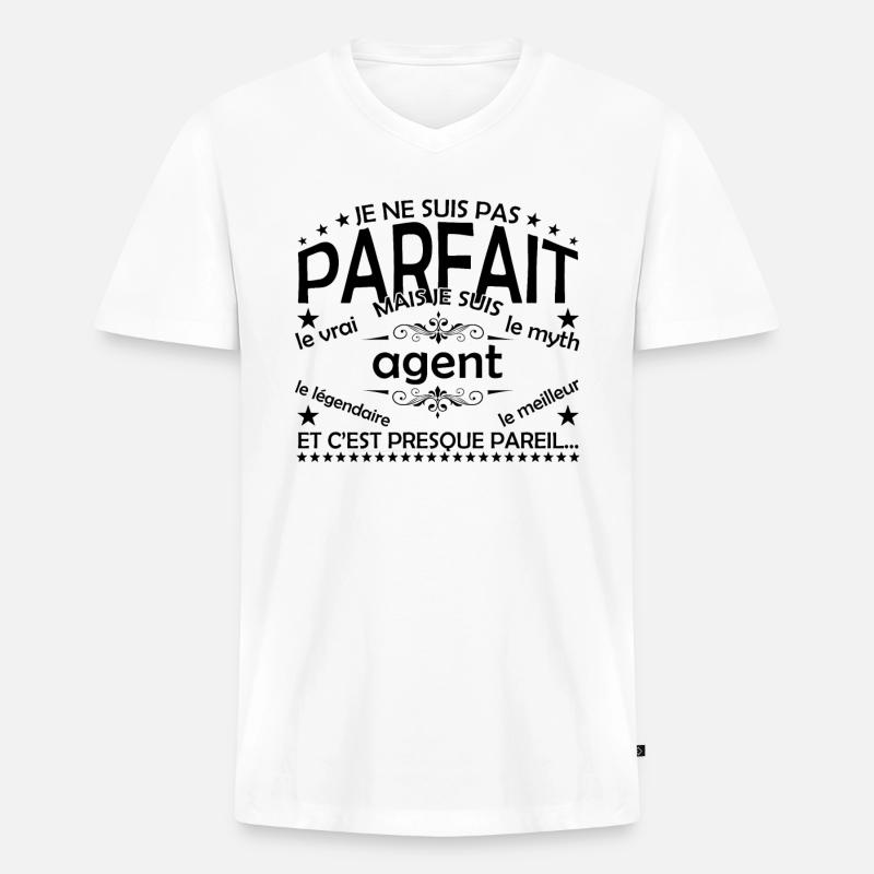 Geschenkagent Agent Der echte Agent - Männer Premium Bio T-Shirt mit V-Ausschnitt - Weiß