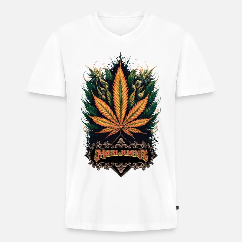 Marijuana - Männer Premium Bio T-Shirt mit V-Ausschnitt - Weiß