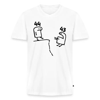 44 ans - Cadeau 44e Anniversaire Amusant 44 ans - T-shirt encolure en V Premium bio Homme - blanc - Devant - Nico (187cm)
