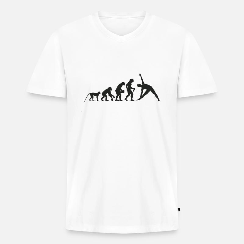 Evolution Yoga - Männer Premium Bio T-Shirt mit V-Ausschnitt - Weiß