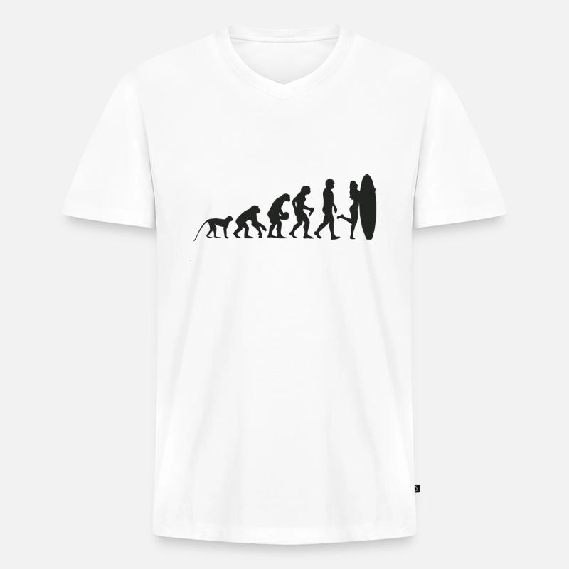 Evolution Surf - Männer Premium Bio T-Shirt mit V-Ausschnitt - Weiß