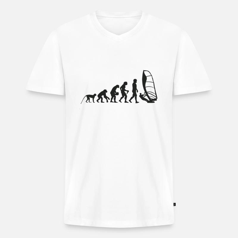 Evolution Windsurfing - Männer Premium Bio T-Shirt mit V-Ausschnitt - Weiß