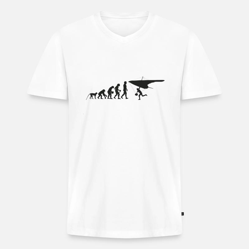Gleiter Evolution - Männer Premium Bio T-Shirt mit V-Ausschnitt - Weiß