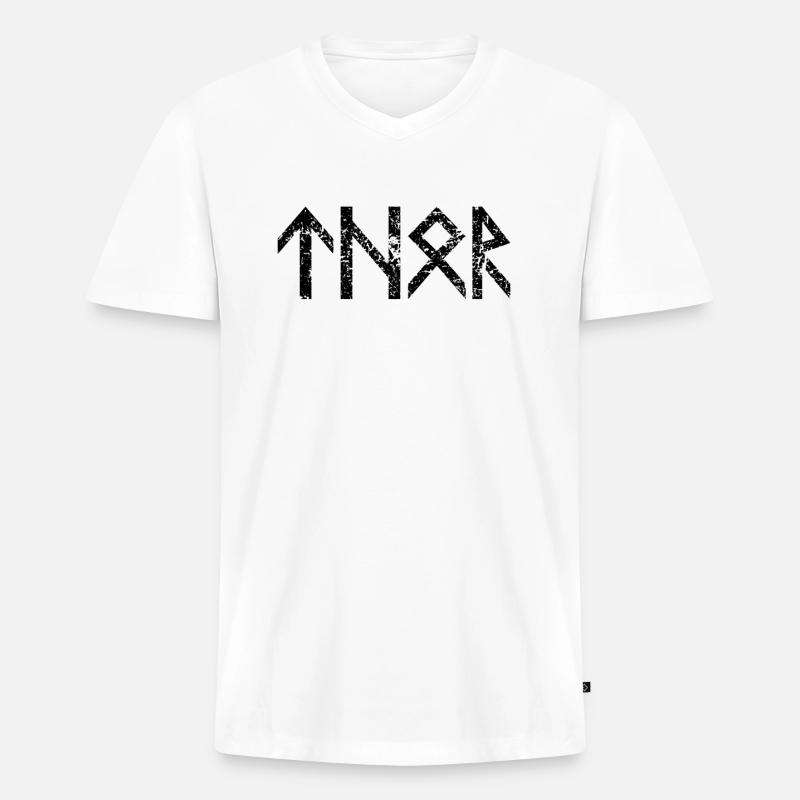Thor - Männer Premium Bio T-Shirt mit V-Ausschnitt - Weiß