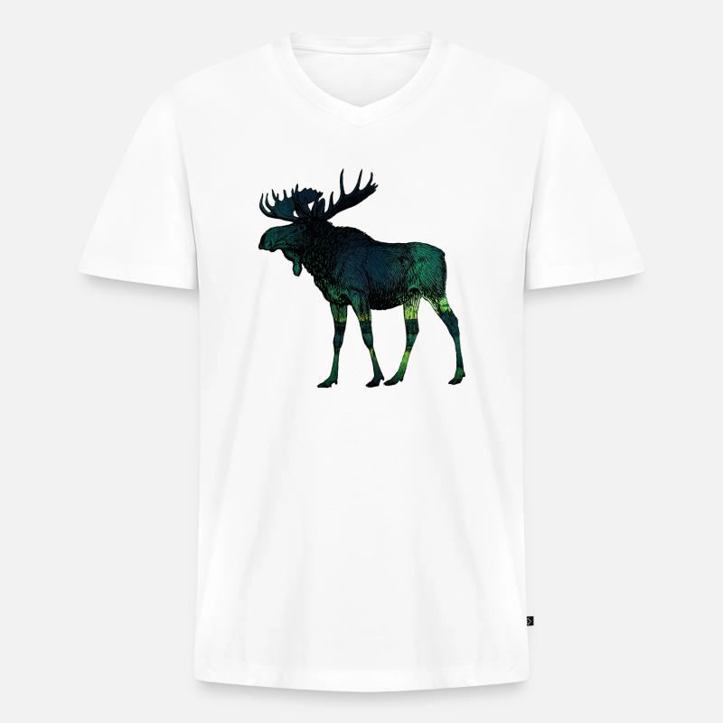 Elch 3 - Männer Premium Bio T-Shirt mit V-Ausschnitt - Weiß