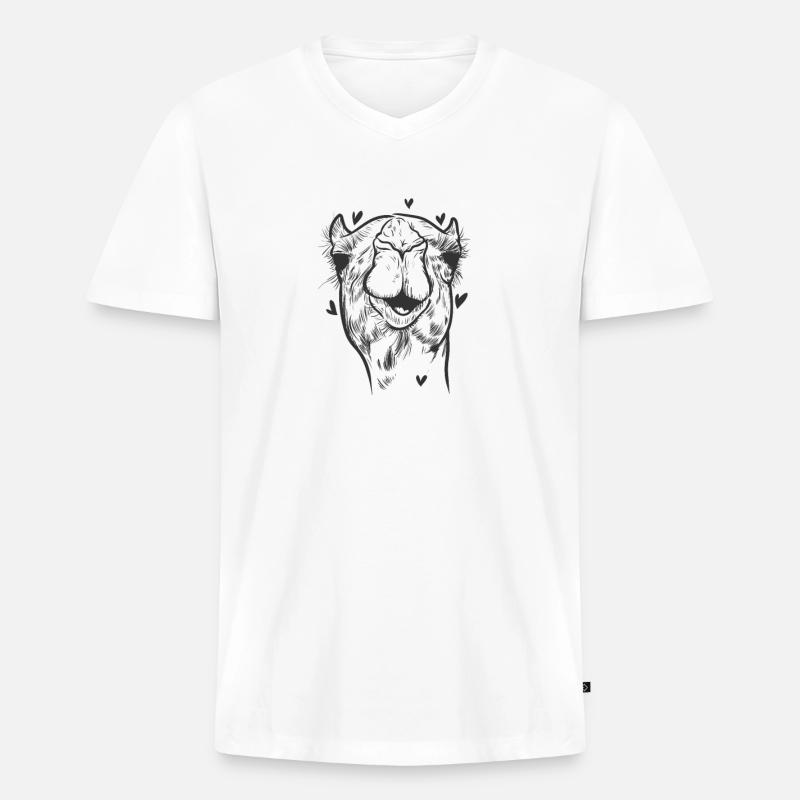 Kamel Höcker Savanne Wüste Dromedar - Männer Premium Bio T-Shirt mit V-Ausschnitt - Weiß