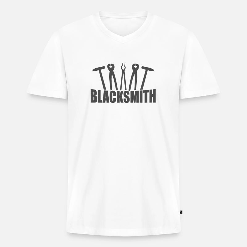 Blacksmith Metallbauer Beruf - Männer Premium Bio T-Shirt mit V-Ausschnitt - Weiß