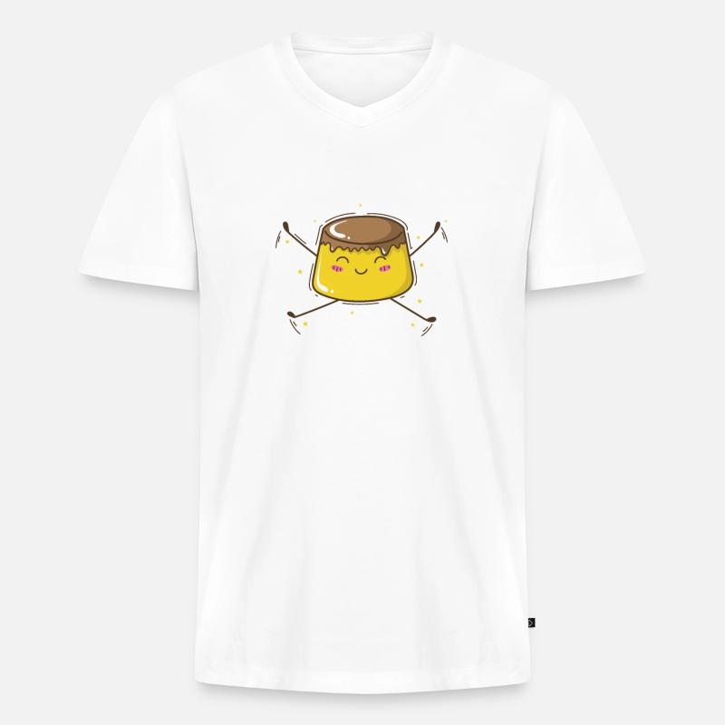 süßer Pudding Vanille Essen - Männer Premium Bio T-Shirt mit V-Ausschnitt - Weiß