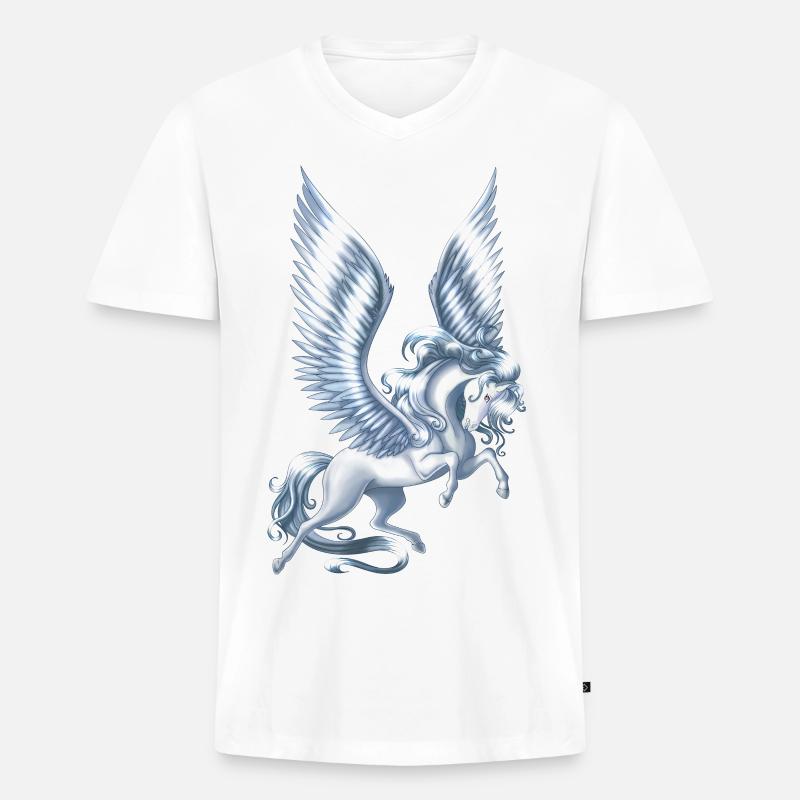 Pegasus Schwimmdock - Männer Premium Bio T-Shirt mit V-Ausschnitt - Weiß