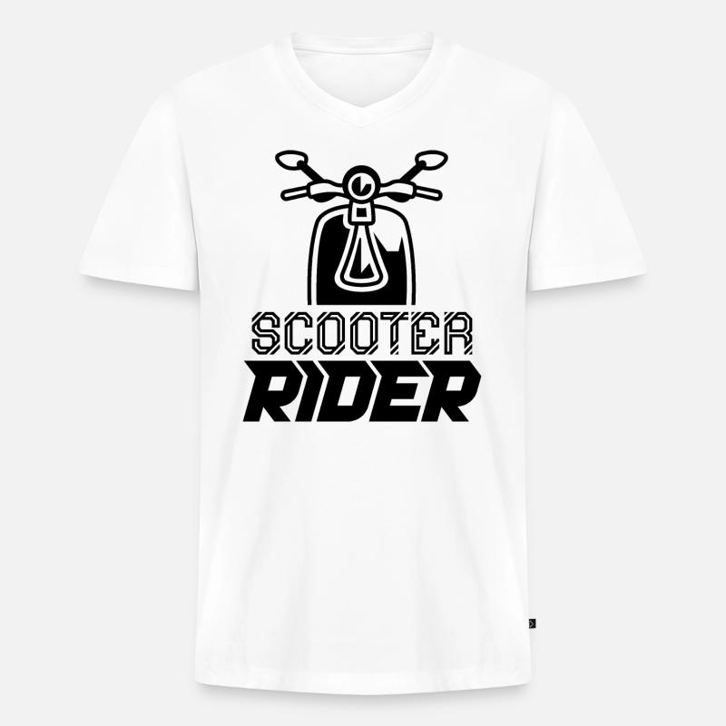 Rollerfahrer Motorroller Moped Mofa - Männer Premium Bio T-Shirt mit V-Ausschnitt - Weiß