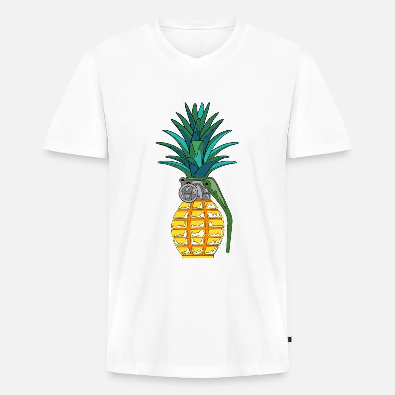 Ananas Granate - Männer Premium Bio T-Shirt mit V-Ausschnitt - Weiß