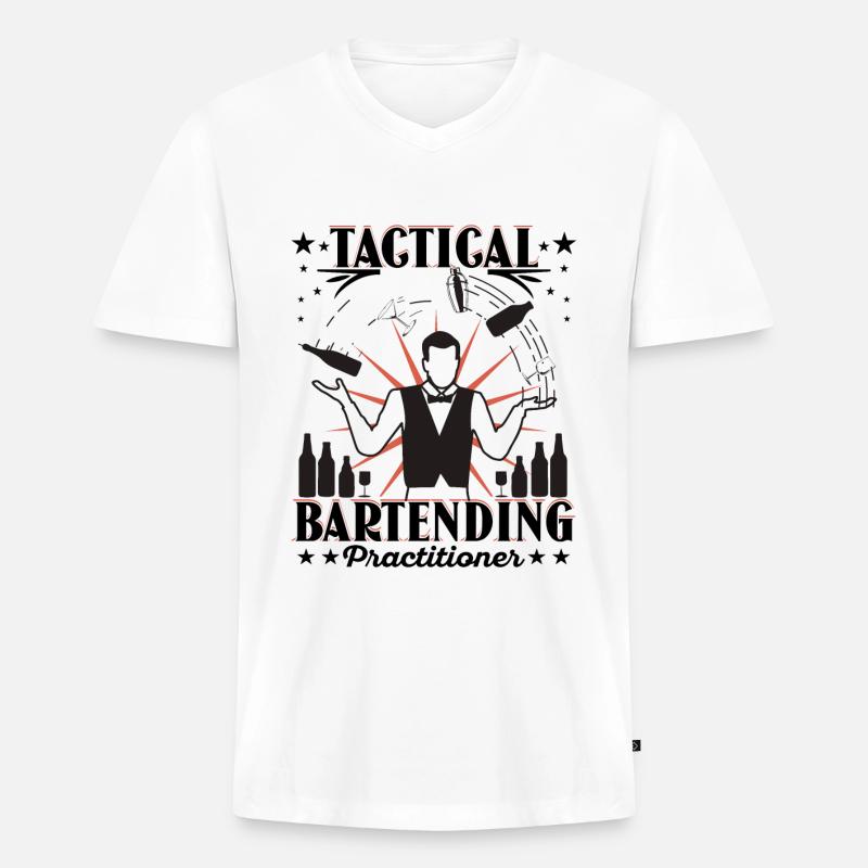 Tactical Bartending Practicioner - Männer Premium Bio T-Shirt mit V-Ausschnitt - Weiß