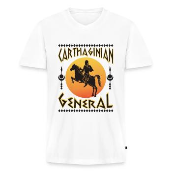 Karthagischer General - Männer Premium Bio T-Shirt mit V-Ausschnitt - Weiß - Vorne - Nico (187cm)
