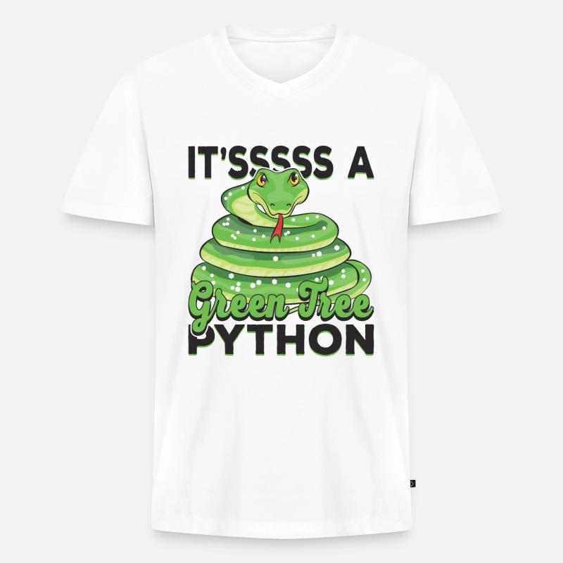 It'sssss a Green Tree Python - Men's Premium Organic T-shirt with V-neck - white
