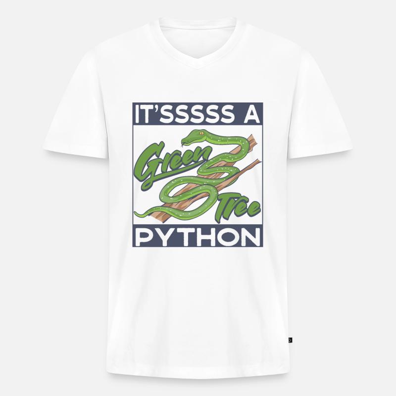 Es ist eine grüne Baumpython - Männer Premium Bio T-Shirt mit V-Ausschnitt - Weiß