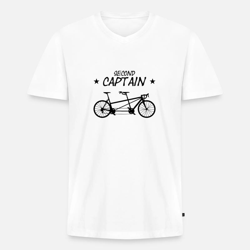 Tandem Bicycle Second Captain - Männer Premium Bio T-Shirt mit V-Ausschnitt - Weiß