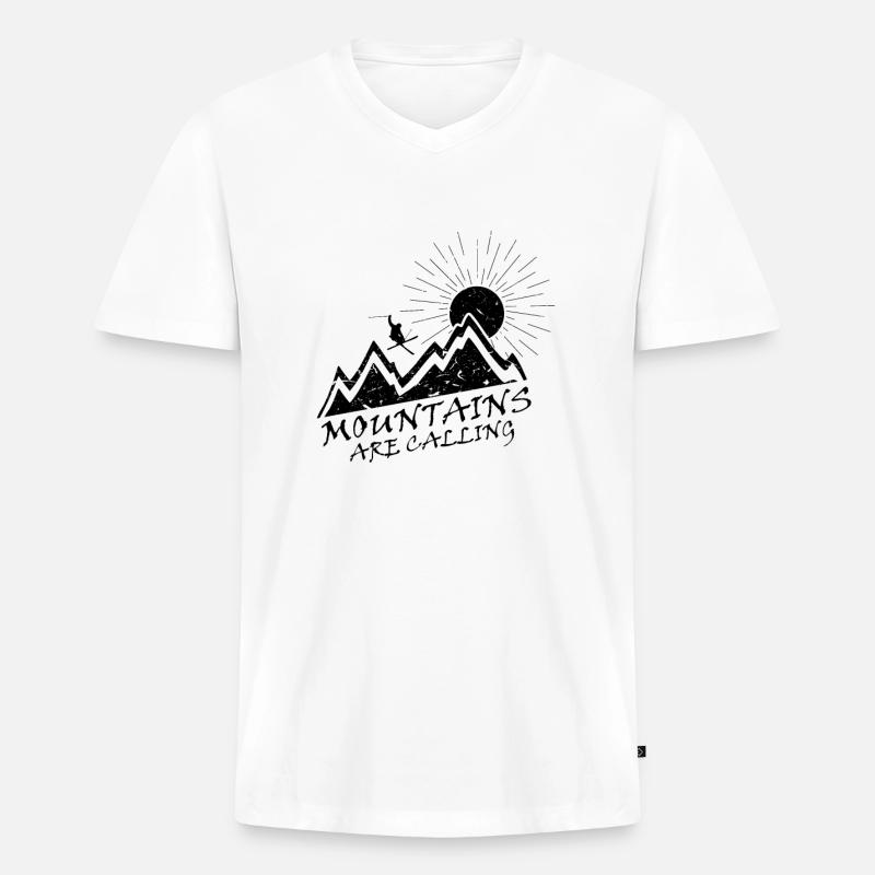 Ski Mountains are calling - Männer Premium Bio T-Shirt mit V-Ausschnitt - Weiß