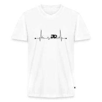 Camping Wohnmobil EKG Alkoven Herzschlag Camper - Männer Premium Bio T-Shirt mit V-Ausschnitt - Weiß - Vorne - Nico (187cm)