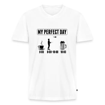 Model aviator helicopter coffee helicopter pilot beer - Men's Premium Organic T-shirt with V-neck - white - Front - Nico (187cm)