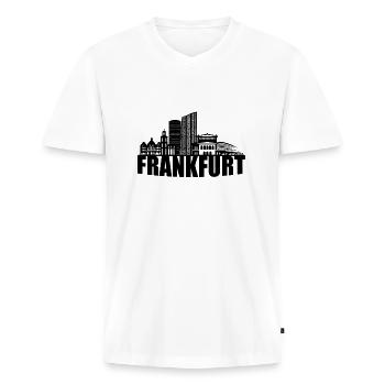 Frankfurt Am Main Skyline Frankfurter Stadt Motiv - Männer Premium Bio T-Shirt mit V-Ausschnitt - Weiß - Vorne - Nico (187cm)