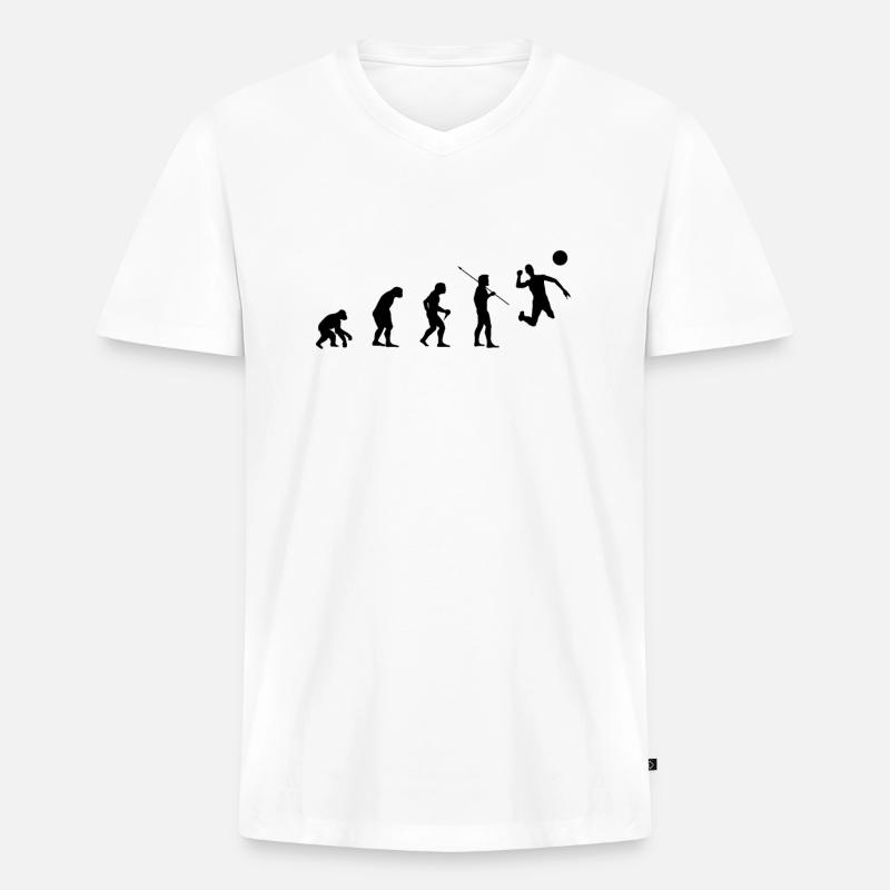 Faustball Athlet Evolution - Fistball Faustballer - Männer Premium Bio T-Shirt mit V-Ausschnitt - Weiß
