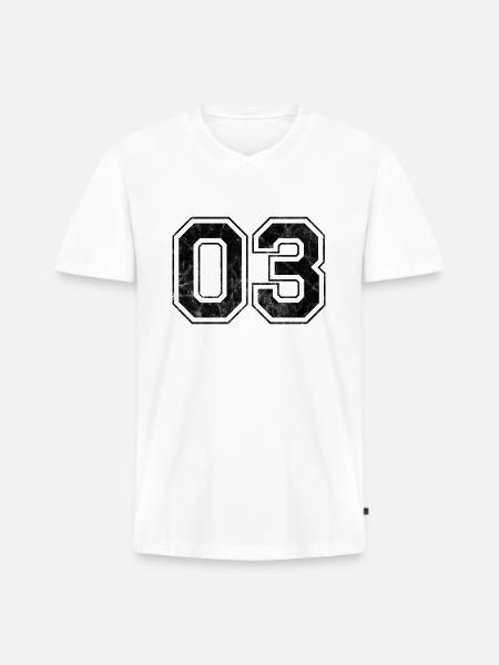 Number 03 - Men's Premium Organic T-shirt with V-neck - white
