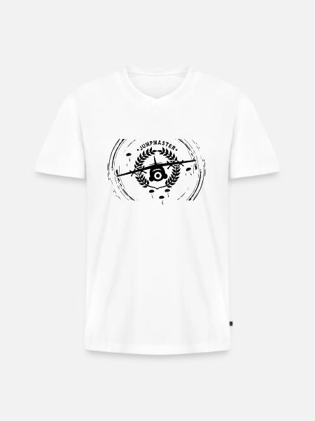 Fallschirmjäger Jumpmaster Flugzeug - Männer Premium Bio T-Shirt mit V-Ausschnitt - Weiß