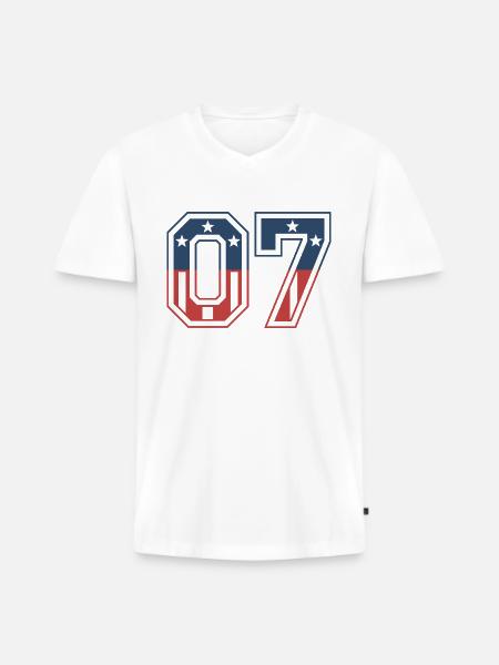 Number 07 USA - Men's Premium Organic T-shirt with V-neck - white