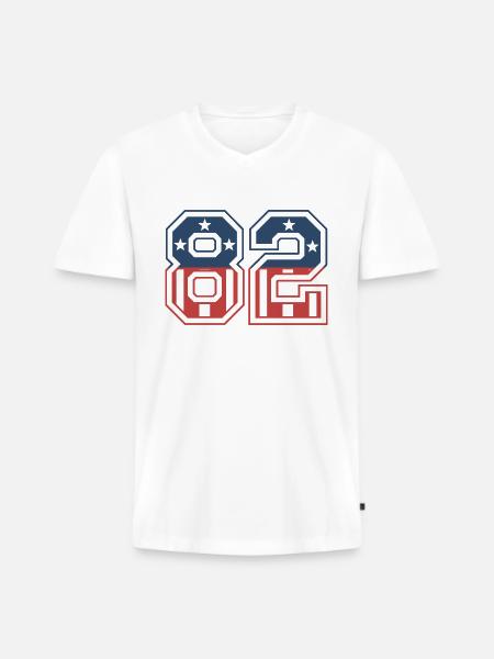 Number 82 USA - Men's Premium Organic T-shirt with V-neck - white