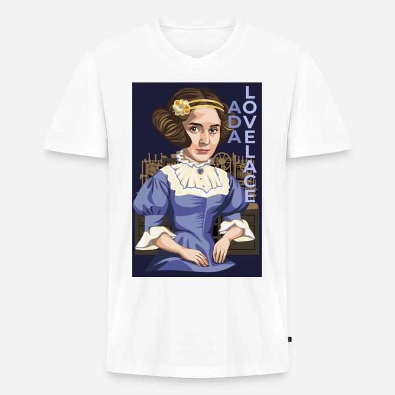 Ada Lovelace - Männer Premium Bio T-Shirt mit V-Ausschnitt - Weiß