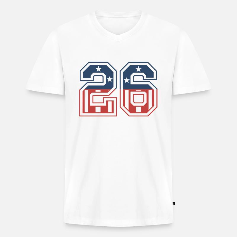 Nummer 26 USA - Männer Premium Bio T-Shirt mit V-Ausschnitt - Weiß