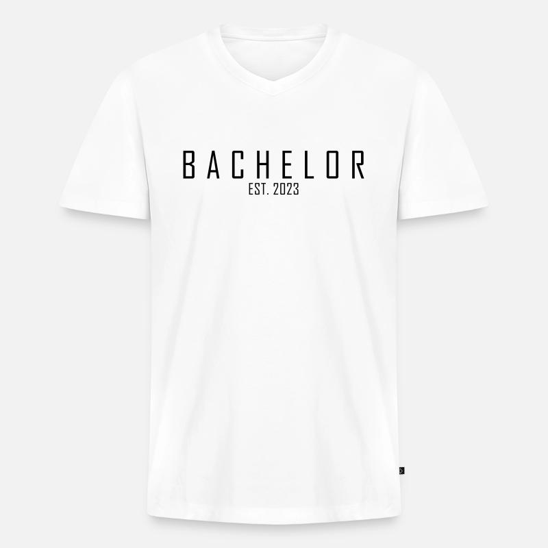 Bachelor EST. 2023 - Männer Premium Bio T-Shirt mit V-Ausschnitt - Weiß