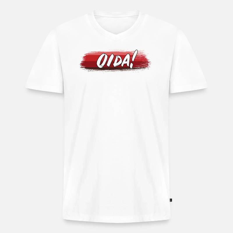 OIDA! - Männer Premium Bio T-Shirt mit V-Ausschnitt - Weiß