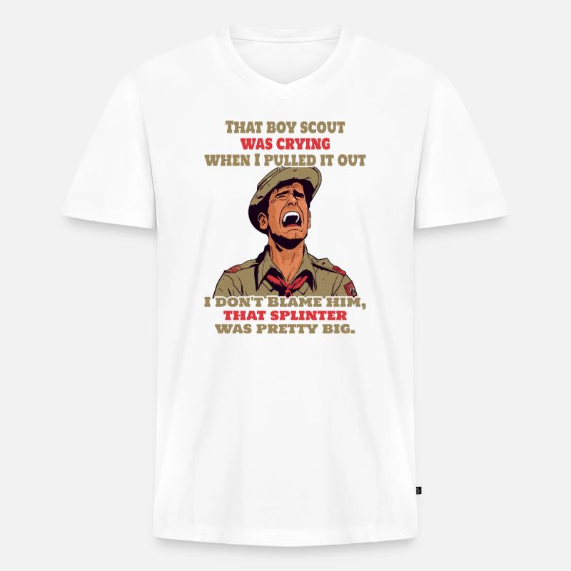Scoutmaster – Lustiger Pfadfinderführer - Männer Premium Bio T-Shirt mit V-Ausschnitt - Weiß