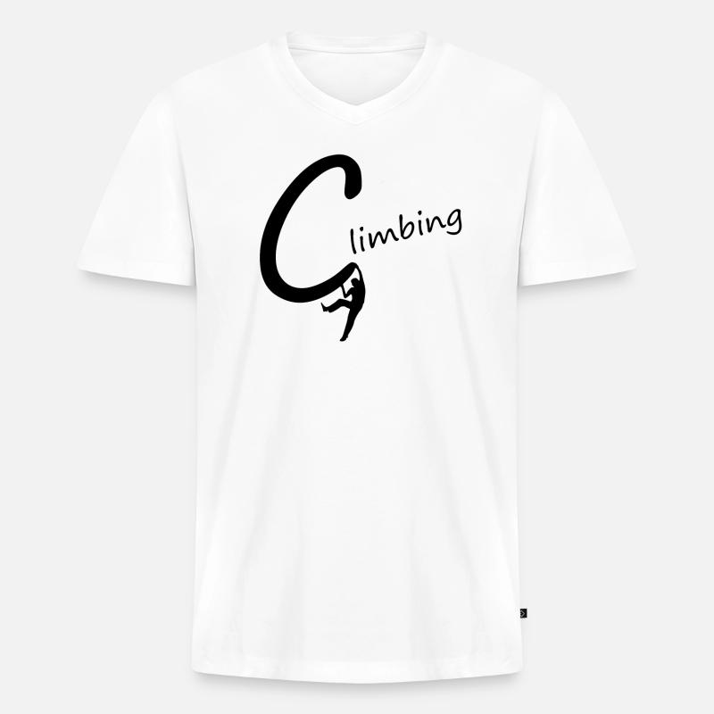 Cooles Kletterdesign, Kletterer, Climbing, Boulder - Männer Premium Bio T-Shirt mit V-Ausschnitt - Weiß